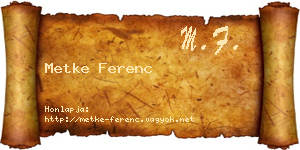 Metke Ferenc névjegykártya